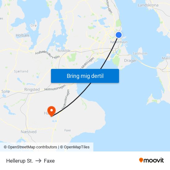Hellerup St. to Faxe map