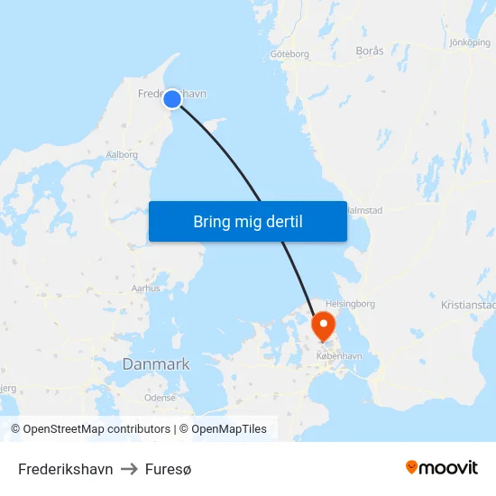 Frederikshavn to Furesø map