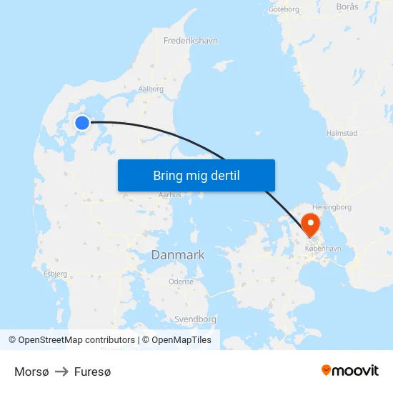 Morsø to Furesø map