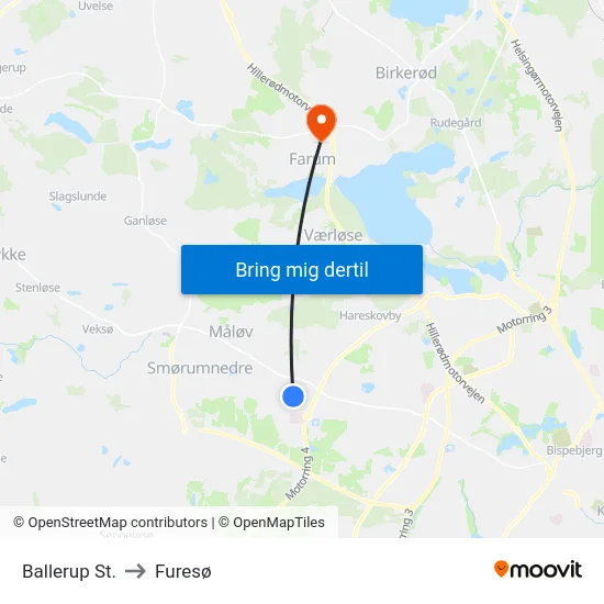 Ballerup St. to Furesø map
