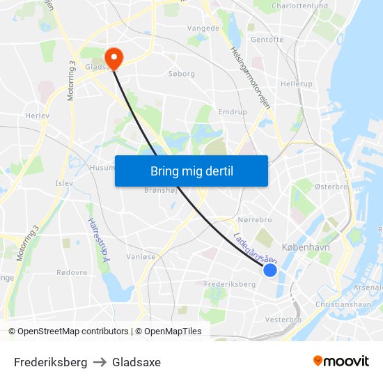 Frederiksberg to Gladsaxe map