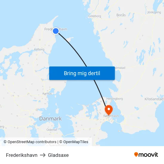 Frederikshavn to Gladsaxe map