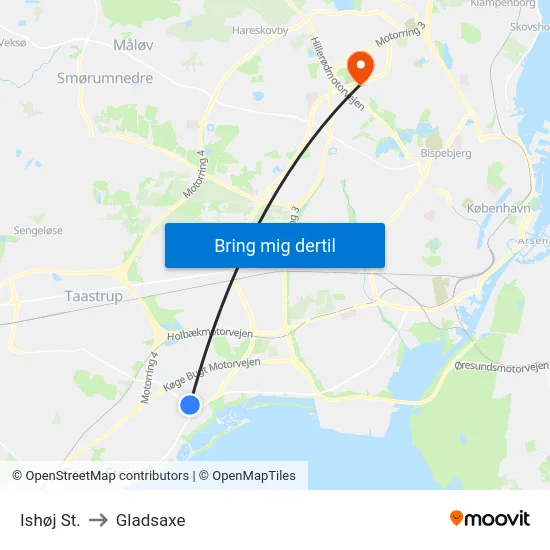 Ishøj St. to Gladsaxe map