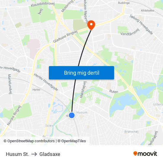 Husum St. to Gladsaxe map