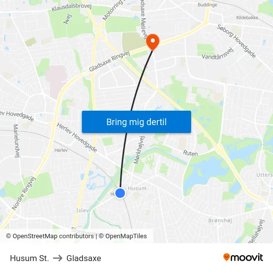 Husum St. to Gladsaxe map