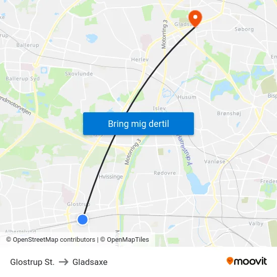 Glostrup St. to Gladsaxe map
