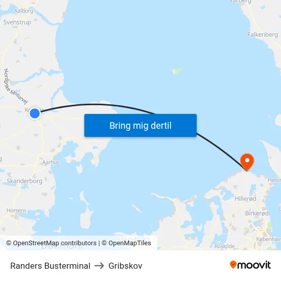 Randers Busterminal to Gribskov map