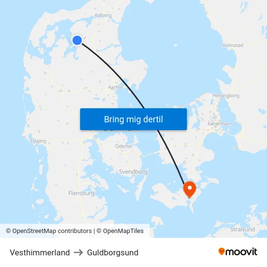Vesthimmerland to Guldborgsund map