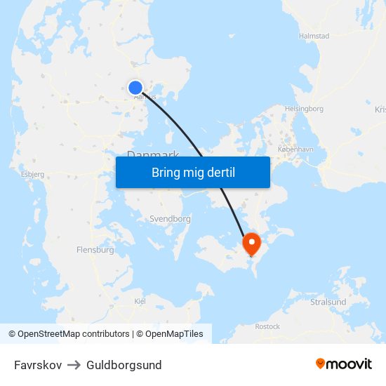 Favrskov to Guldborgsund map