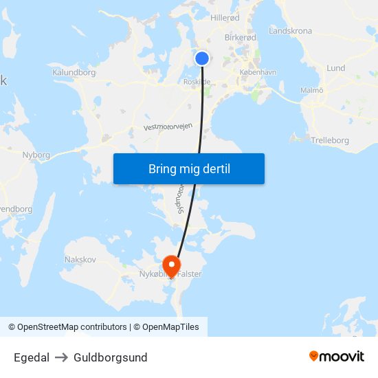 Egedal to Guldborgsund map