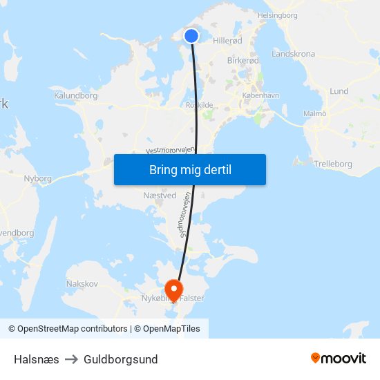 Halsnæs to Guldborgsund map