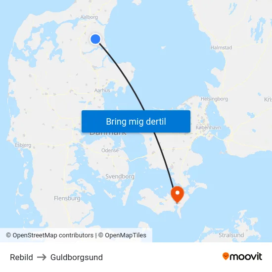 Rebild to Guldborgsund map