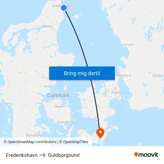 Frederikshavn to Guldborgsund map