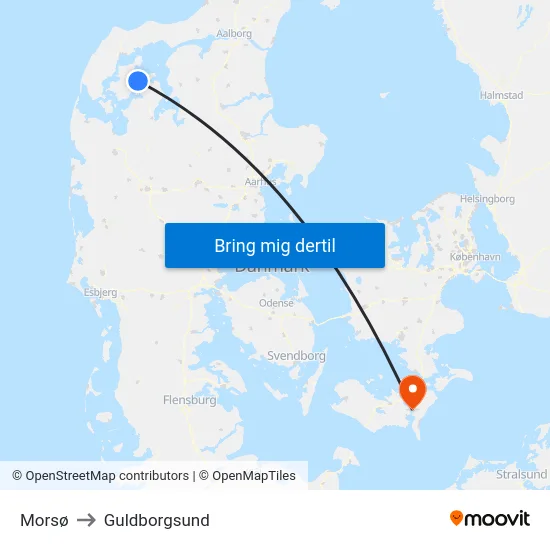 Morsø to Guldborgsund map