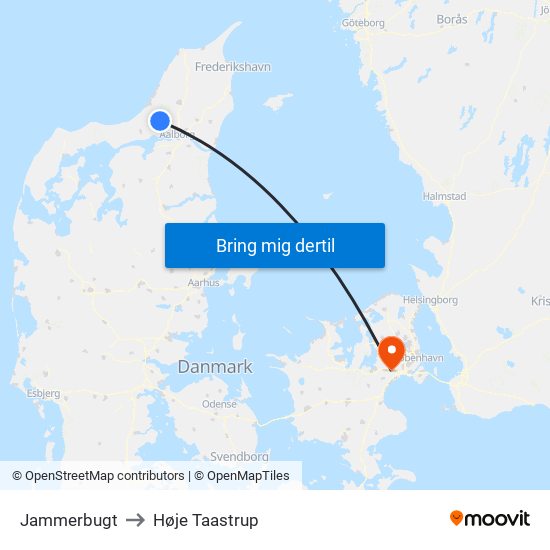 Jammerbugt to Høje Taastrup map