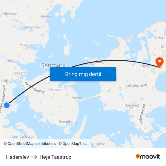 Haderslev to Høje Taastrup map