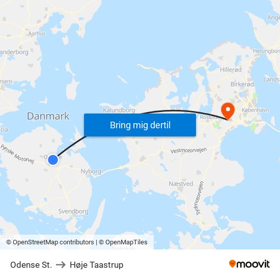 Odense St. to Høje Taastrup map