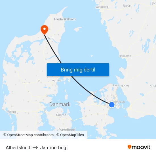 Albertslund to Jammerbugt map