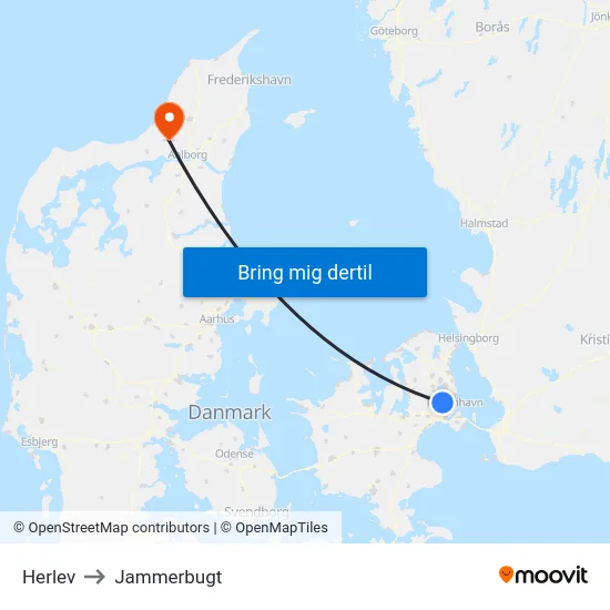 Herlev to Jammerbugt map