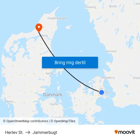 Herlev St. to Jammerbugt map