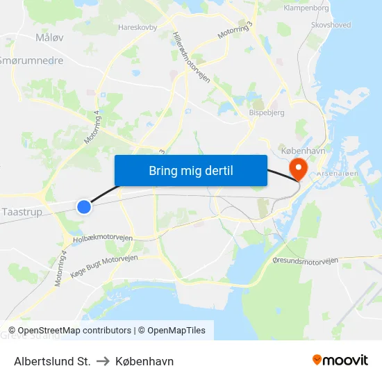 Albertslund St. to København map