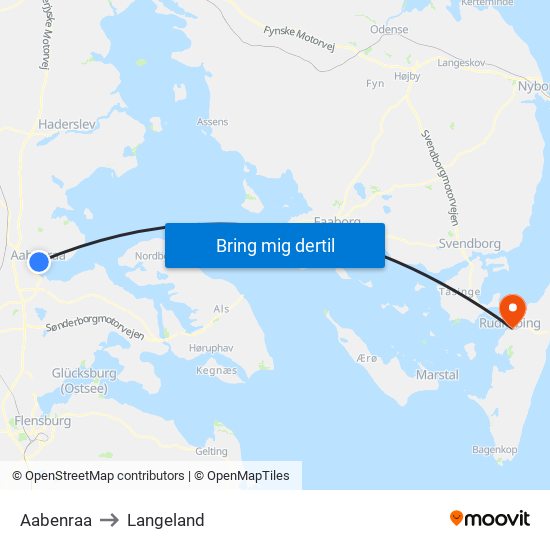 Aabenraa to Langeland map