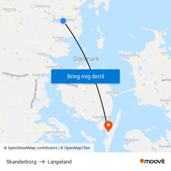 Skanderborg to Langeland map