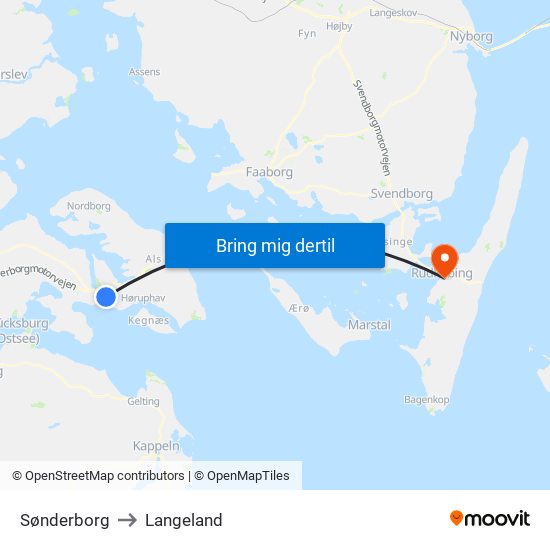 Sønderborg to Langeland map