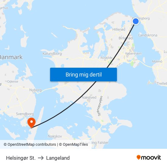 Helsingør St. to Langeland map