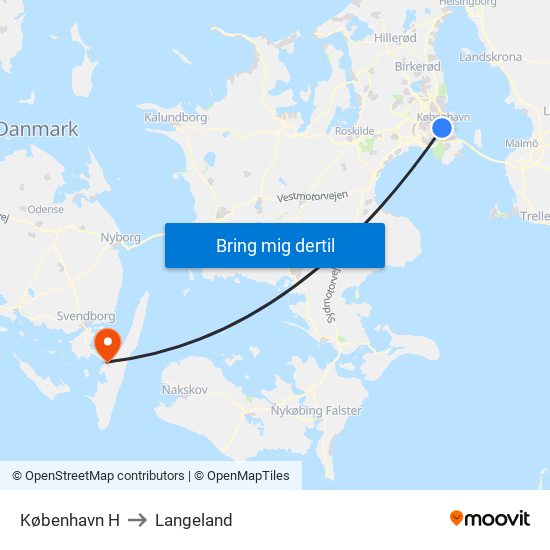 København H to Langeland map