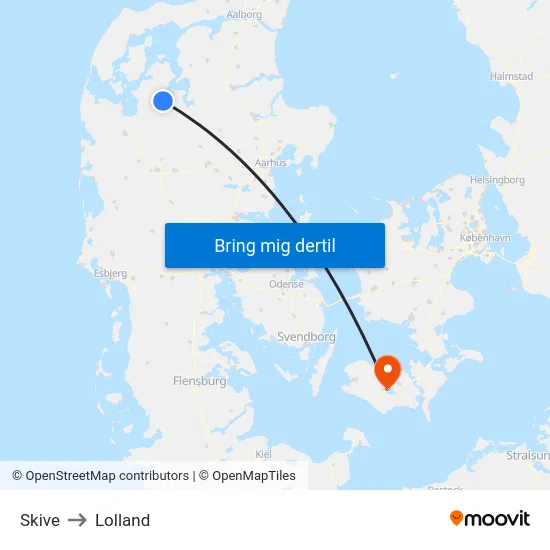 Skive to Lolland map