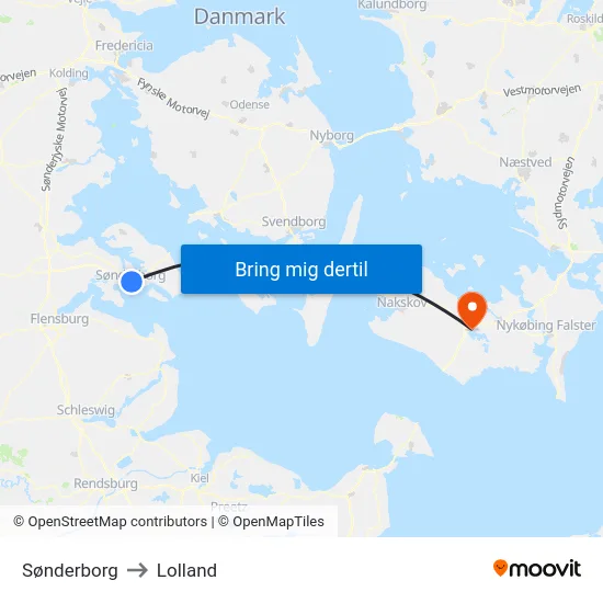 Sønderborg to Lolland map