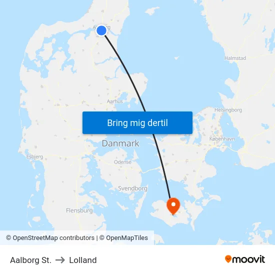 Aalborg St. to Lolland map
