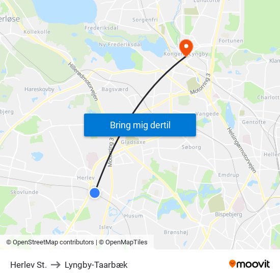 Herlev St. to Lyngby-Taarbæk map
