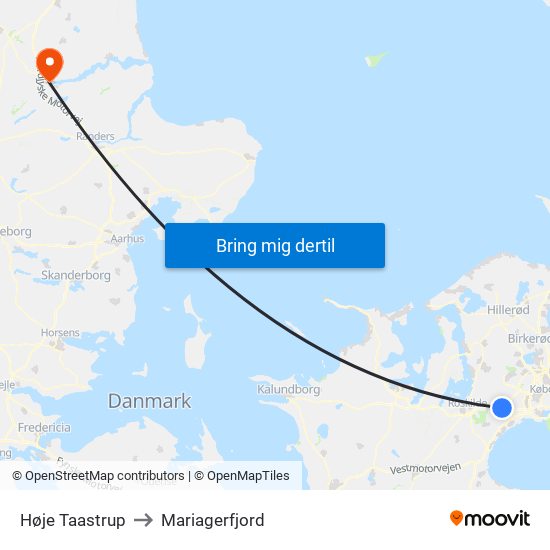 Høje Taastrup to Mariagerfjord map