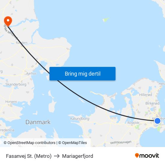 Fasanvej St. (Metro) to Mariagerfjord map