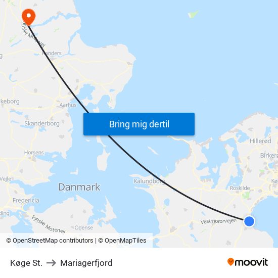 Køge St. to Mariagerfjord map