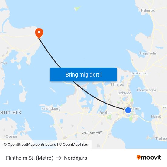 Flintholm St. (Metro) to Norddjurs map