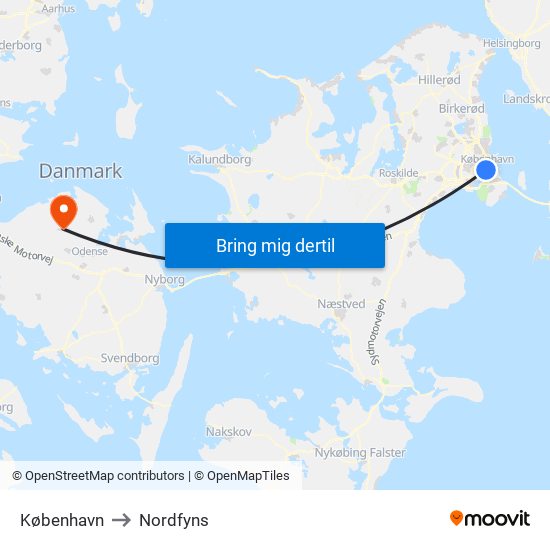 København to Nordfyns map