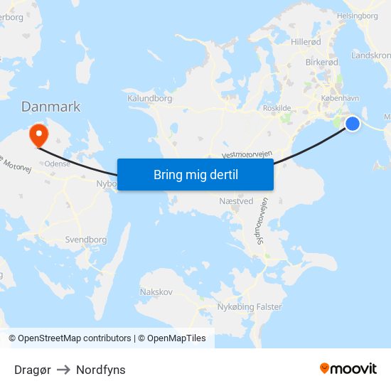 Dragør to Nordfyns map