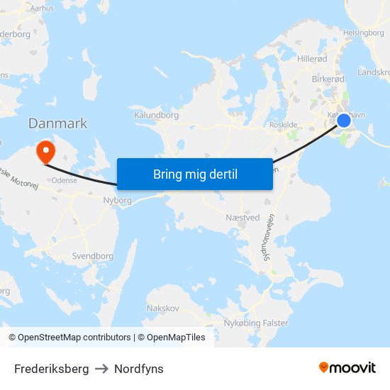 Frederiksberg to Nordfyns map