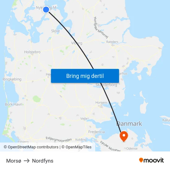 Morsø to Nordfyns map
