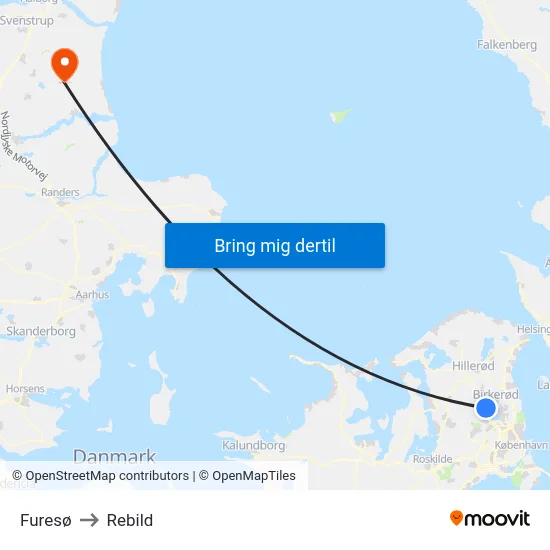Furesø to Rebild map