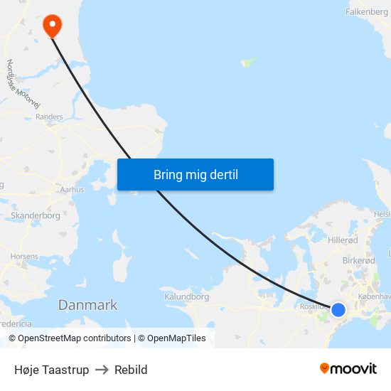 Høje Taastrup to Rebild map