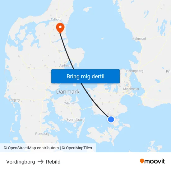 Vordingborg to Rebild map
