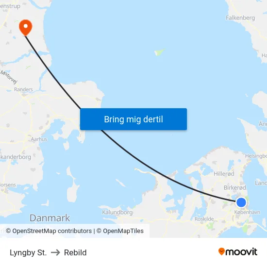 Lyngby St. to Rebild map