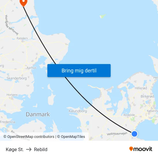 Køge St. to Rebild map