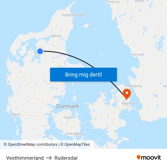 Vesthimmerland to Rudersdal map