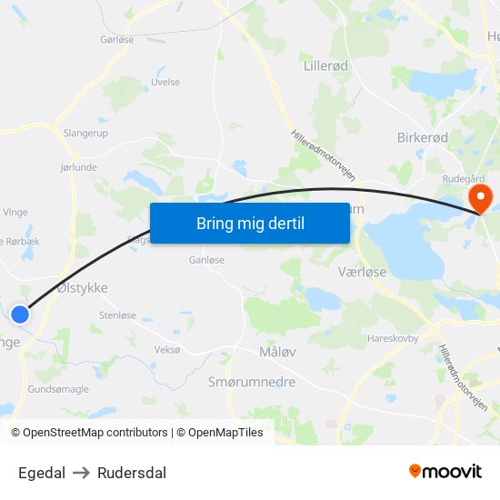 Egedal to Rudersdal map
