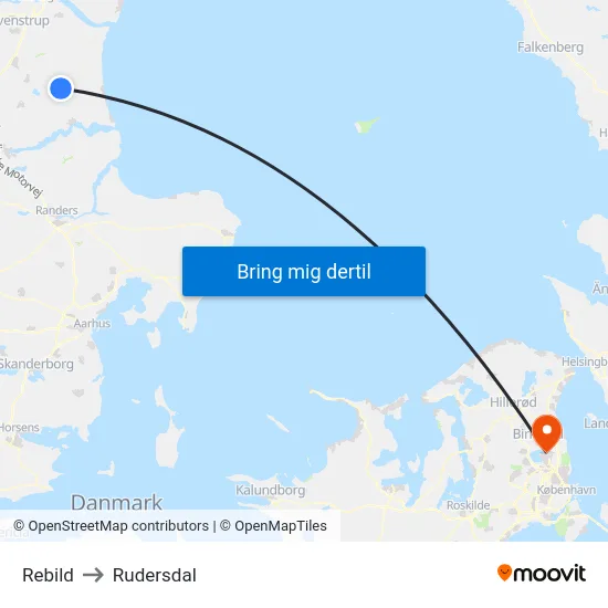 Rebild to Rudersdal map
